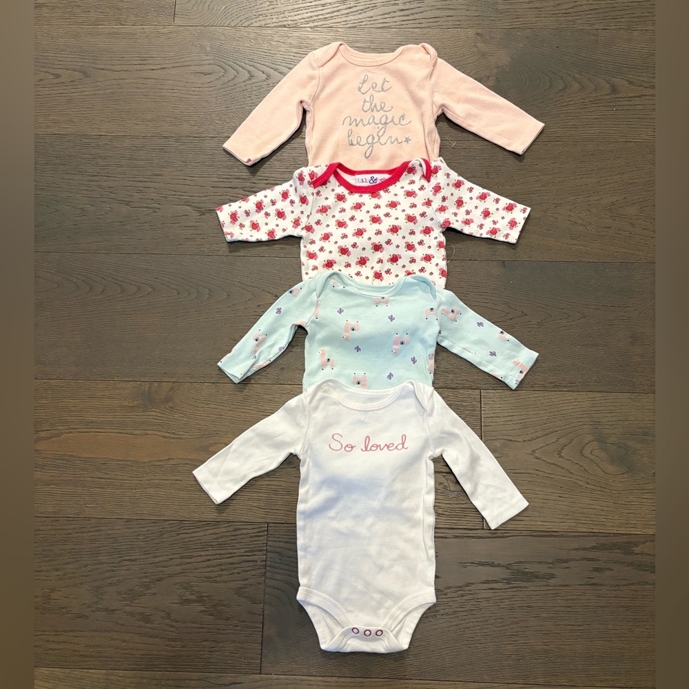 Baby girl long sleeve onesies 0-3M all NWT